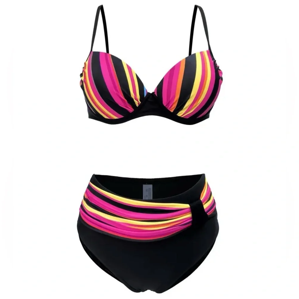 Multicolor Push Up High Waisted Bikini - Picture 2 of 6